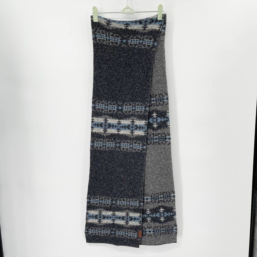 Pendleton Southwest Print‎ Speckled Knit Wrap Scarf O/S Gray Blue Oversized